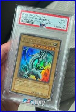 Glossy 1st Edition Lob Blue-Eyes White Dragon PSA 4 Excellent Condition New Cert