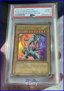 Glossy 1st Edition Lob Blue-Eyes White Dragon PSA 4 Excellent Condition New Cert