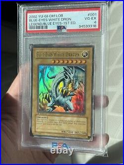 Glossy 1st Edition Lob Blue-Eyes White Dragon PSA 4 Excellent Condition New Cert