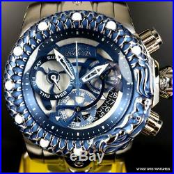 Invicta Venom Subaqua Dragon Scale Stainless Steel Blue Chronograph Watch New