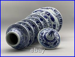 Large Superb Chinese Blue & White Dragon Pagoda Vase Xuande Marked Ming Revival