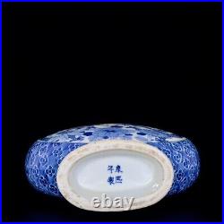 Nice Collectable Art Hand Painting Blue&white Porcelain Dragon Flat Vase