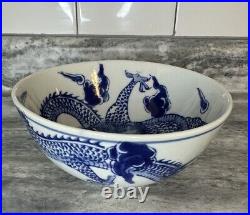 Old China porcelain Qing Dynasty Blue and White Dragon pattern Bowl