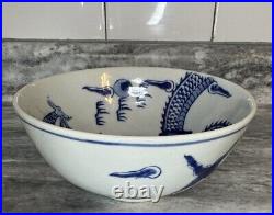 Old China porcelain Qing Dynasty Blue and White Dragon pattern Bowl