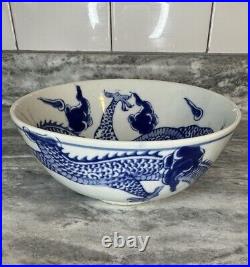 Old China porcelain Qing Dynasty Blue and White Dragon pattern Bowl