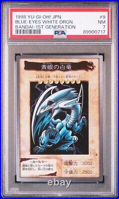 PSA 7 BLUE-EYES WHITE DRAGON #9 Yu-Gi-Oh! JPN 1998 BANDAI 1ST GENERATION