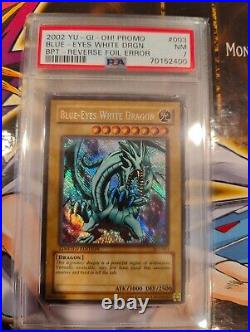 PSA 7 Blue Eyes White Dragon BPT-003 2002 REVERSE FOIL ERROR MISPRINT NM