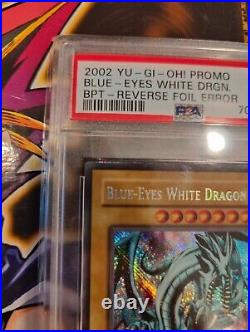 PSA 7 Blue Eyes White Dragon BPT-003 2002 REVERSE FOIL ERROR MISPRINT NM