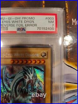 PSA 7 Blue Eyes White Dragon BPT-003 2002 REVERSE FOIL ERROR MISPRINT NM