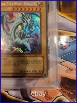 PSA 7 Blue Eyes White Dragon BPT-003 2002 REVERSE FOIL ERROR MISPRINT NM