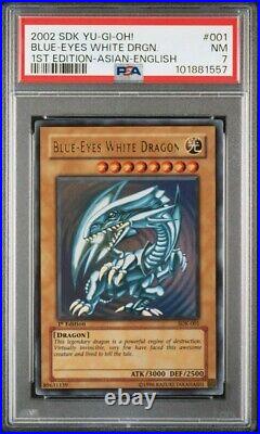 PSA 7 Blue-Eyes White Dragon SDK-001 Ultra Rare 1st ED YuGiOh Card English Holo