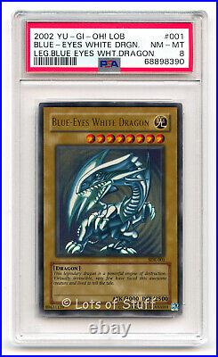 PSA 8 NM-MT Yu-Gi-Oh! Blue-Eyes White Dragon LOB SDK-001 2002 Ultra Rare 001 -90