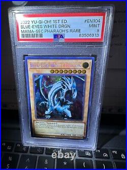 PSA 9 Blue-Eyes White Dragon MAMA-EN104 1st Edition Secret Pharaoh's Rare Yugioh
