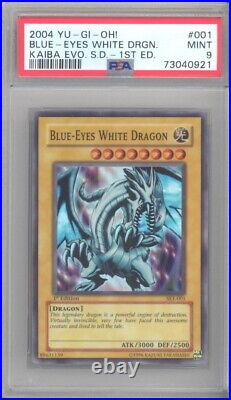 PSA 9 Yu-Gi-Oh Card SKE-001 BLUE EYES WHITE DRAGON 1st Edition MINT
