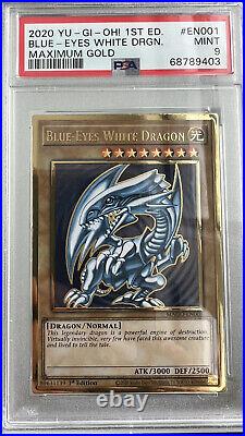 PSA 9 Yugioh Blue-Eyes White Dragon MAGO-EN001 1st Edition Gold Rare