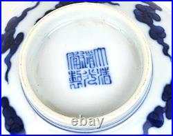 Pair of Antique Chinese Blue & White Dragon Bowls with Daoguang Mark in Padded Box Pair of Antique Chinese Blue & White Dragon Bowls with Daoguang Mark in Padded Box