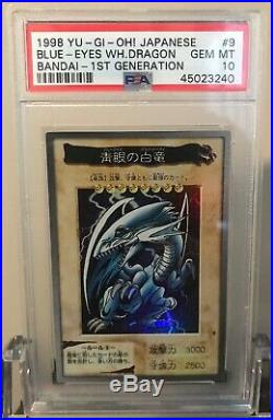 Psa 10 Gem Mint Blue-Eyes White Dragon Bandai 1st Generation 1998 #9 Yugioh Card