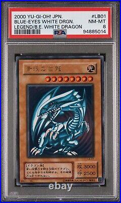 Psa 8 NM-MT Blue-Eyes White Dragon LOB LB-01 Japanese 2000 Yugioh Vintage