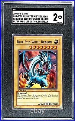 SGC 2 YuGiOh Blue-Eyes White Dragon LOB-E001 1st Edition Ultra Rare European