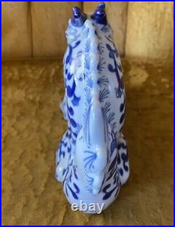 Vintage blue white porcelain lucky dragon figurine