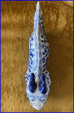 Vintage blue white porcelain lucky dragon figurine