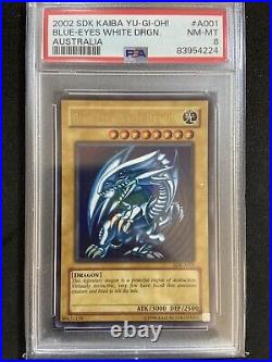 YUGIOH (Australian) Blue-Eyes White Dragon Kaiba SDK-A001 Ultra Rare PSA 8 Unl