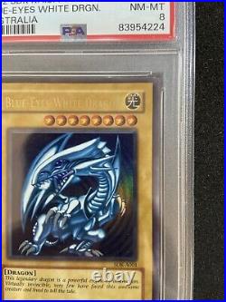 YUGIOH (Australian) Blue-Eyes White Dragon Kaiba SDK-A001 Ultra Rare PSA 8 Unl