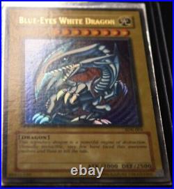 YUGIOH ERROR/MISPRINT Blue-Eyes White Dragon Holo Bleed SDK-001 NP