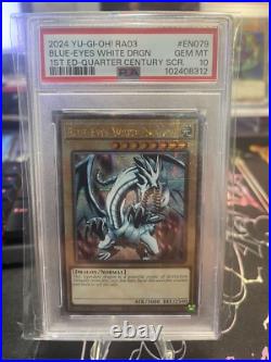 YUGIOH! PSA 10 Blue Eyes White Dragon RA03-EN079 Quarter Century Secret Rare