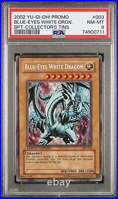 YUGIOH PSA 8 2002 Blue-Eyes White Dragon BPT-003 Secret Rare Promo