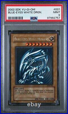 YUGIOH PSA 9 2002 BLUE-EYES WHITE DRAGON SDK-001 Ultra Rare Unlimited 2757