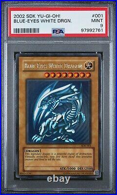 YUGIOH PSA 9 2002 BLUE-EYES WHITE DRAGON SDK-001 Ultra Rare Unlimited 2761