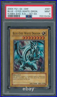 YUGIOH PSA 9 2004 Blue-Eyes White Dragon SKE-001 Super Rare 1st Edition