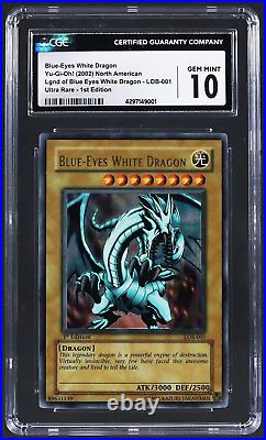Yu-Gi-Oh! 2002 1st Edition Blue-Eyes White Dragon WAVY Ultra Rare LOB-001 CGC 10