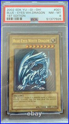 Yu-Gi-Oh! 2002 Blue Eyes White Dragon SDK-001 1st Edition PSA 8