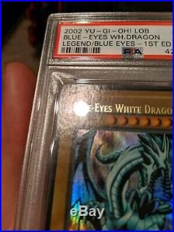 Yu-Gi-Oh BLUE-EYES WHITE DRAGON 1st Ed LOB-001 USA English PSA 5 -EX- WAVY