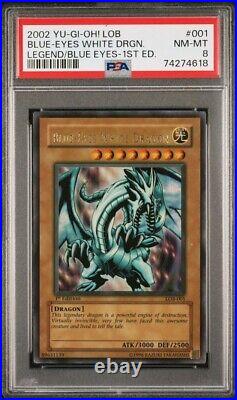 Yu-Gi-Oh! Blue-Eyes White Dragon LOB-001 1st Edition Wavy Faded PSA 8 NA English