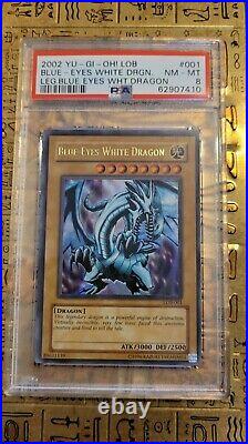 Yu-Gi-Oh! Blue-Eyes White Dragon LOB-001 Unlimited Ultra Rare PSA 8
