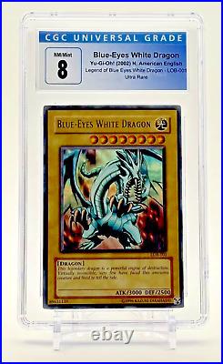 Yu-Gi-Oh! Blue-Eyes White Dragon Legend of Blue Eyes White Dragon LOB-001 CGC 8