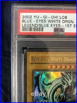Yu-Gi-Oh! Legend of Blue-Eyes Blue-Eyes White Dragon LOB-001 1st Ed PSA 9 Mint