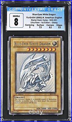 Yu-Gi-Oh! TCG Blue-Eyes White Dragon SDK-001 1st Edition CGC 8 With Subgrades