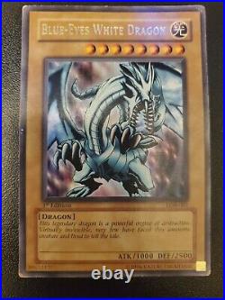 Yu-gi-oh! First Edition Blue-Eyes White Dragon LOB-001 Ungraded and Rare