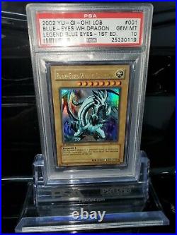 YuGiOh Blue Eyes White Dragon LOB-001 1st Ed Wavy PSA 10 Gem Mint Ultra Rare