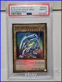 YuGiOh! Blue-Eyes White Dragon (MAGO-EN001) 1st Edition Maximum Gold PSA 10