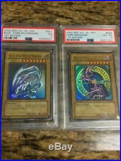 YuGiOh Blue-Eyes White Dragon SDK-001 Dark Magician SDY-006 1st Edition PSA 3/4