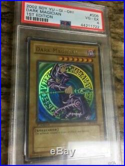 YuGiOh Blue-Eyes White Dragon SDK-001 Dark Magician SDY-006 1st Edition PSA 3/4