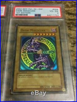 YuGiOh Blue-Eyes White Dragon SDK-001 Dark Magician SDY-006 1st Edition PSA 3/4