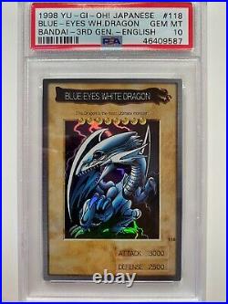 YuGiOh PSA 10 GEM MINT Bandai No 118 English Blue Eyes White Dragon Japanese