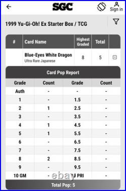 YuOh SGC-4 BLuE EyEs WhitE DrAgOn -Ex Starter Box 1999 -ULTRA RARE- PoP 5