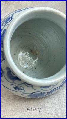 Yuan Dynasty Blue and White Porcelain Dragon Jar Underglaze Cobalt 9.5 H